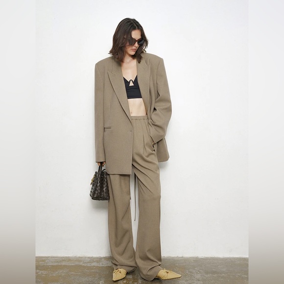City Stroll Camel Oversized Wide Leg Suit Set - Picture 1 of 15